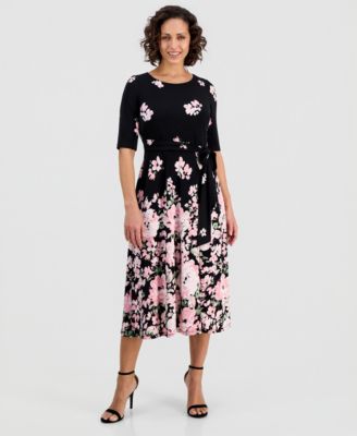 Petite Half-Sleeve Fit & Flare Dress