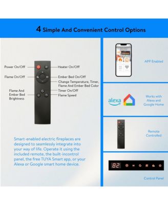 Smart 60" WiFi-Enabled Electric Fireplace Heater, Recessed in-Wall and Wall-Mounted