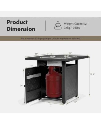 28 Inch Propane 50,000 BTU Patio Square Gas Fireplace Outdoor Heaters