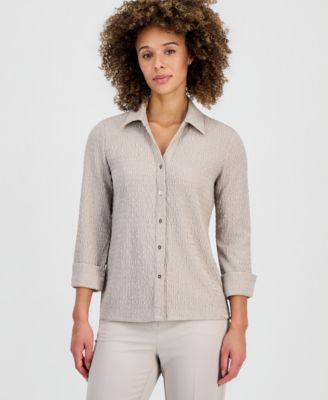 Women's, 3/4 Sleeve Button-Front Shirt, Regular & Petite