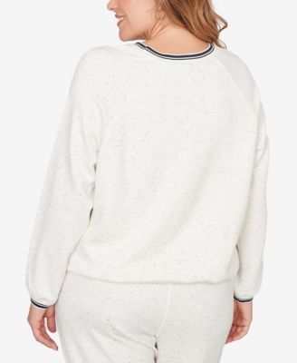 Plus Size Bubble Hem Fleck Knit Pullover Top