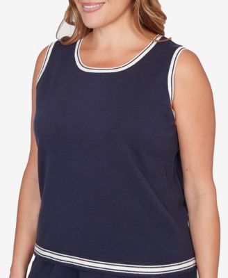 Plus Size Tipped Trim Sweater Tank Top