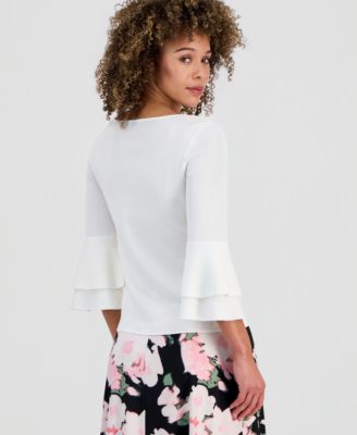 Women's Scoop-Neck Flare-Sleeve Sweater, Regular & Petite