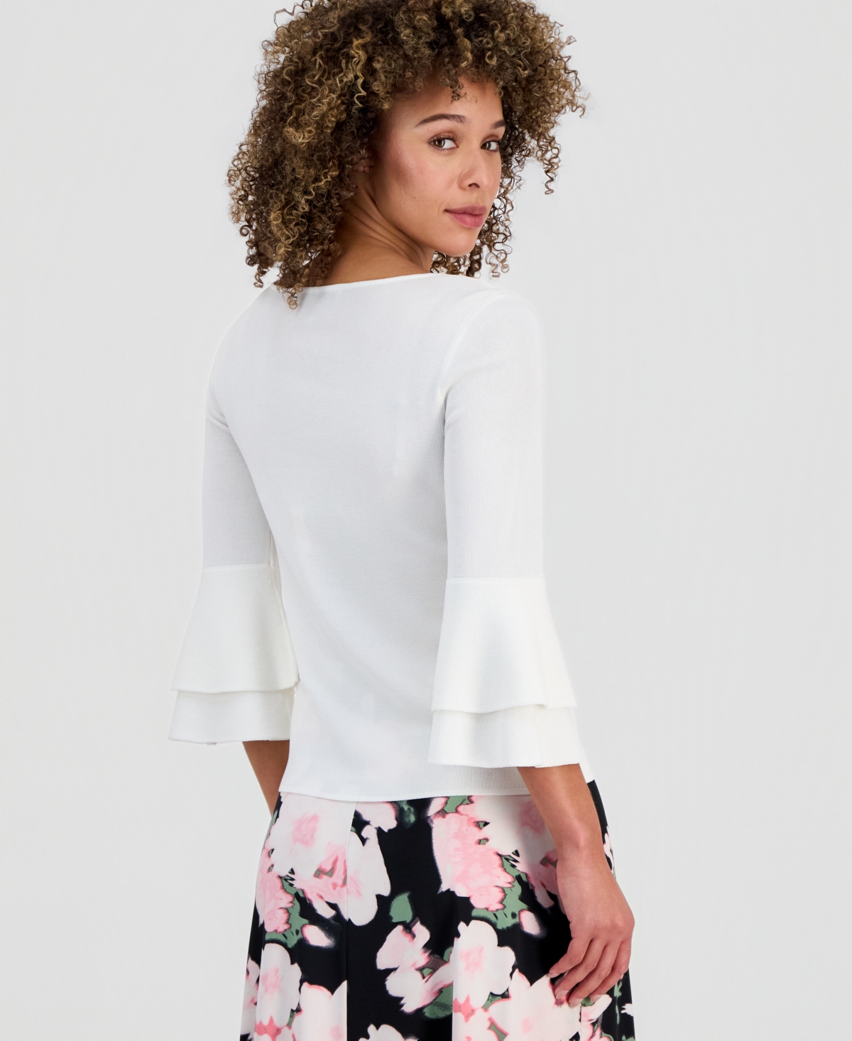 Kasper Women's Scoop-Neck Flare-Sleeve Sweater, Regular & Petite