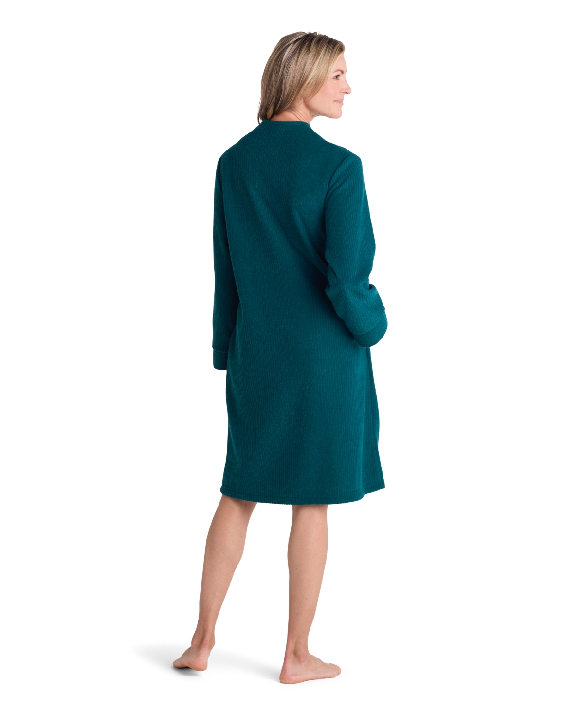 Miss Elaine Women's Long-sleeves Short Robe In Green
