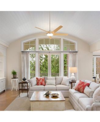 52-inch Modern Sand Nickel 5-Blade Tri-Color Dimming Ceiling Fan with Remote Control and Timing Function for Indoor