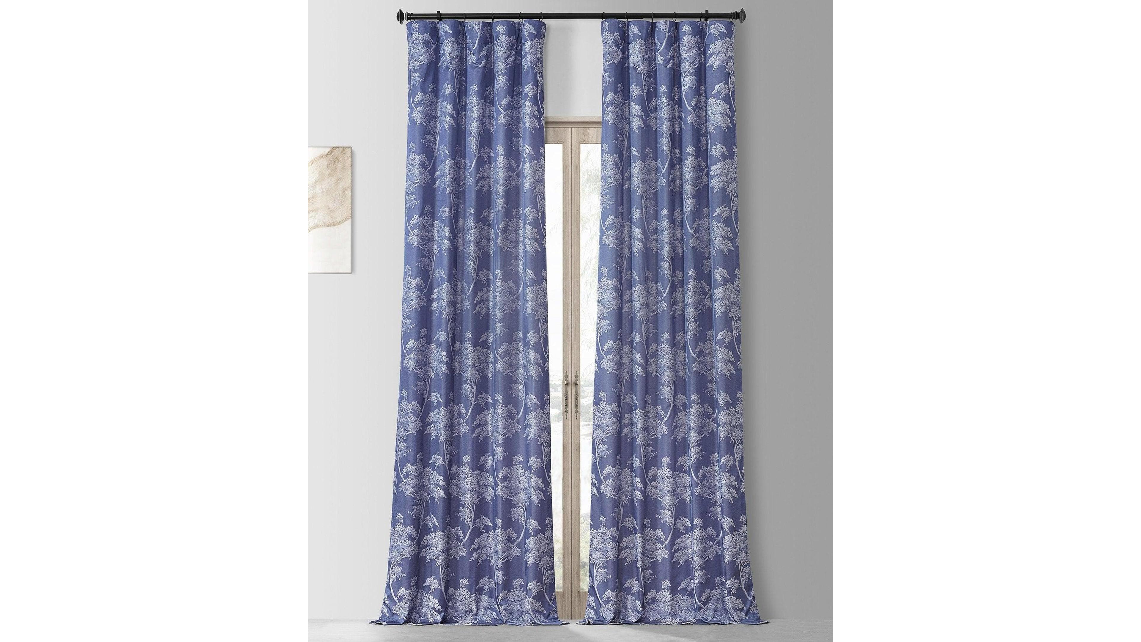 Half Price Drapes Sequoia Floral Faux Silk Jacquard Room Darkening Curtain