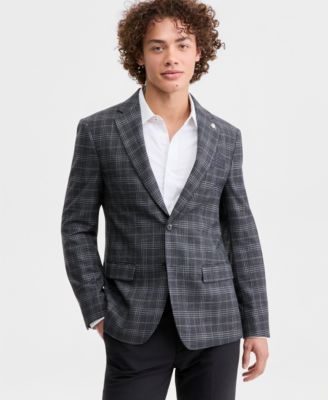 Men's Plaid Notch-Lapel Slim-Fit Sport Coat