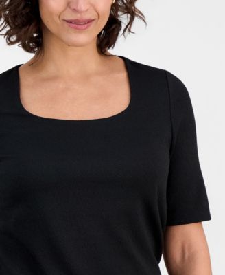 Women's Textured Elbow-Sleeve Top