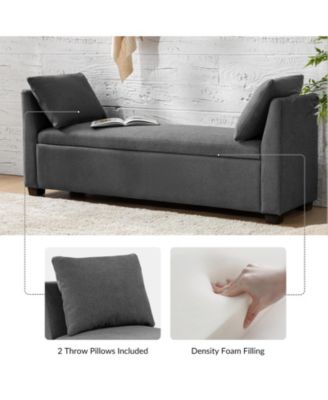 Bruno Modern Storage Bench with Rubber Wood Legs