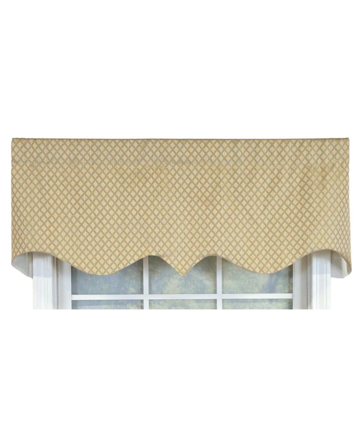 Rlf Home 100% Cotton Diamonds Regal Fully lined Windows Rod Pocket Valance 50" x 17" Green