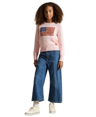 Girls' 7-16 Flag Crewneck Sweater