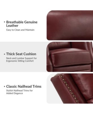  Beatriz 28.74" Wide Genuine Leather Swivel Rocker Recliner