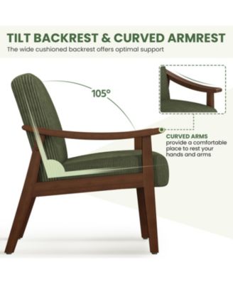 Armchair  Corduroy Fabric   Mid-Century Modern Style  Upholstered accent chair