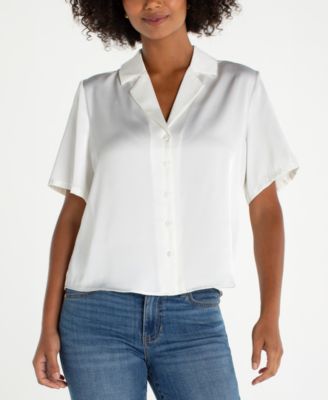 Liverpool Los Angeles - Women's Short-Sleeve Satin Camp Shirt