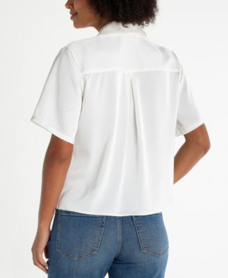 Women's Short-Sleeve Satin Camp Shirt