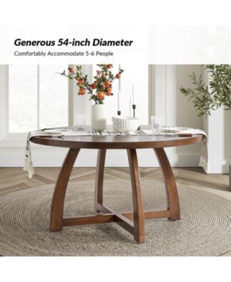 Mid-century Modern Loredana 54" Solid Wood Round Dining Table