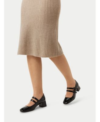 Women's Cashmere Midi Flared Skirt Black