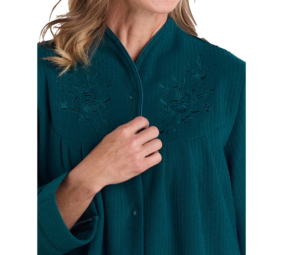 Miss Elaine Women's Long-sleeves Short Robe In Green