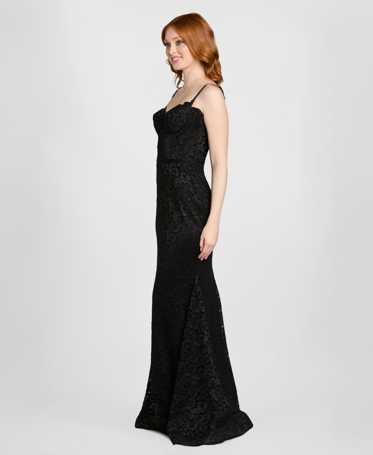 Morgan & Company Juniors' Glitter Lace Corset Gown In Multi