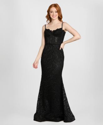 Junior's  Glitter Lace Corset Gown