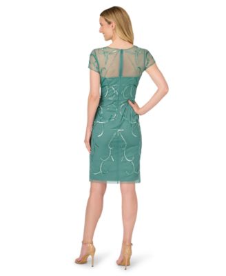 Women's Beaded Short-Sleeve Sheath Dress