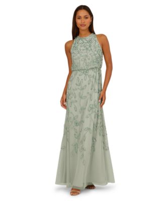 Adrianna Papell - Women's Beaded Sleeveless Long Dress