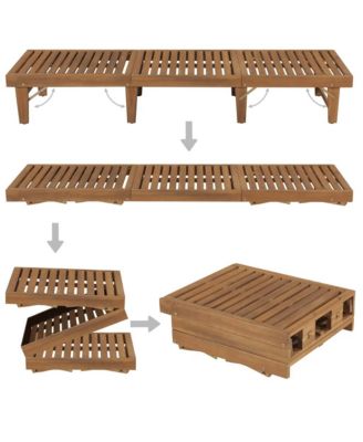 Sun Lounger Red cushion Solid Acacia wood Normal Foldable