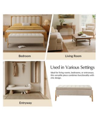 Mid-century Modern Lydia Storage Bench with Solid Wood Legs