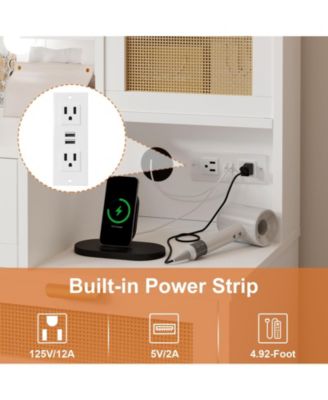 Vanity Makeup Desk with Vanity Mirror, Built-in Lights, 5 Drawers