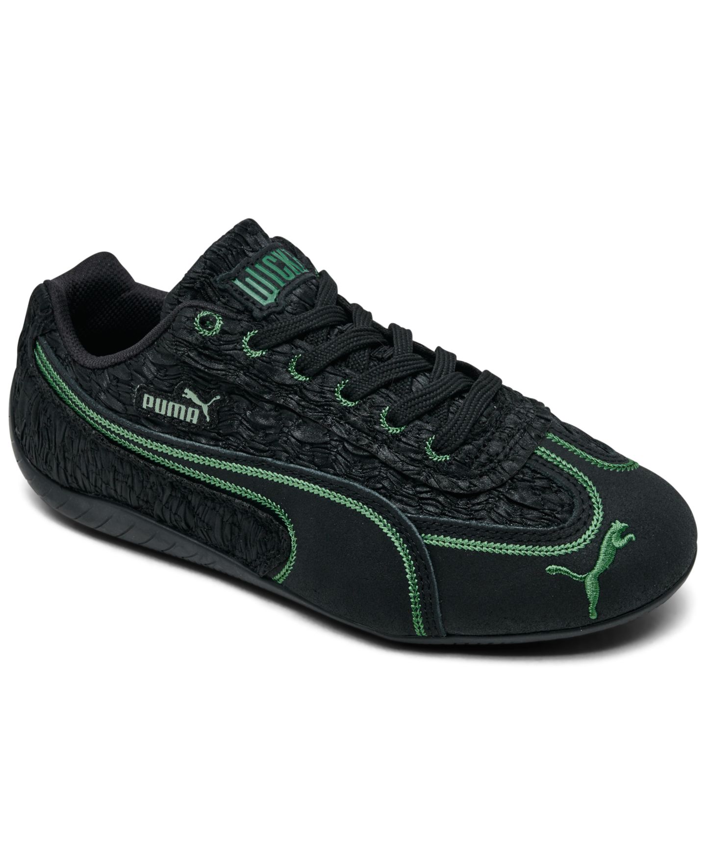Детские кроссовки Puma Big Kids Wicked Speedcat Elphie Casual, цвет: Чёрный / Тёмно-зелёный — фото 1