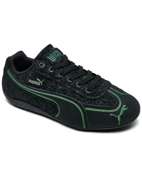Детские кроссовки Puma Big Kids Wicked Speedcat Elphie Casual, цвет: Чёрный / Тёмно-зелёный