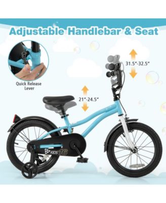 Kids Bike with Adjustable Handlebar, Seat & Training Wheels