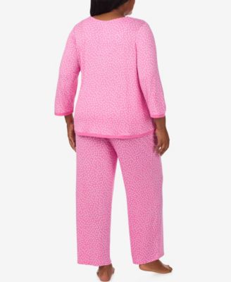 Plus Size V-Neck Top and Ankle Pajama Pants, 2-Piece Set