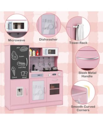 SUGIFT Wooden Corner Play Kitchen with Water Circulation System and Lights