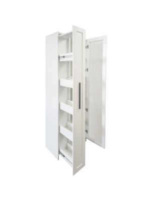 Kitchen Pantry Cabinet with Glass Doors and Pull-Out Multi-Tier Shelves, Storage Organizer for Kitchen and Bar