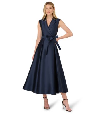 Adrianna Papell - Women's Lapel Mikado Ankle Dress