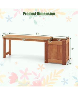 Teak Oil Finish Raised Garden Bed Wood Planter Box with Bench