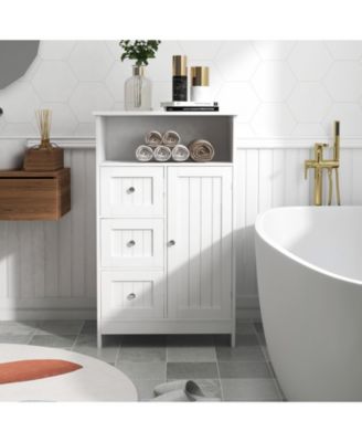 Bathroom standing storage cabinet with 3 drawers and 1 door-White
