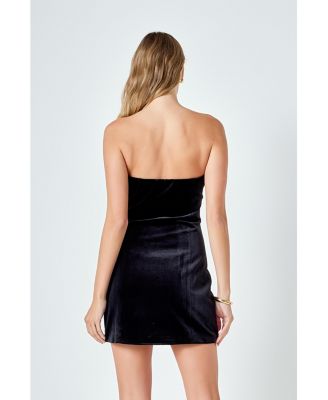 Women's Velvet Rhinestone Mini Dress