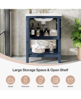 24" Modern Bathroom Vanity with Sink,2 Doors and 1 Drawer, Freestanding Bathroom Vanities Cabinet Combo