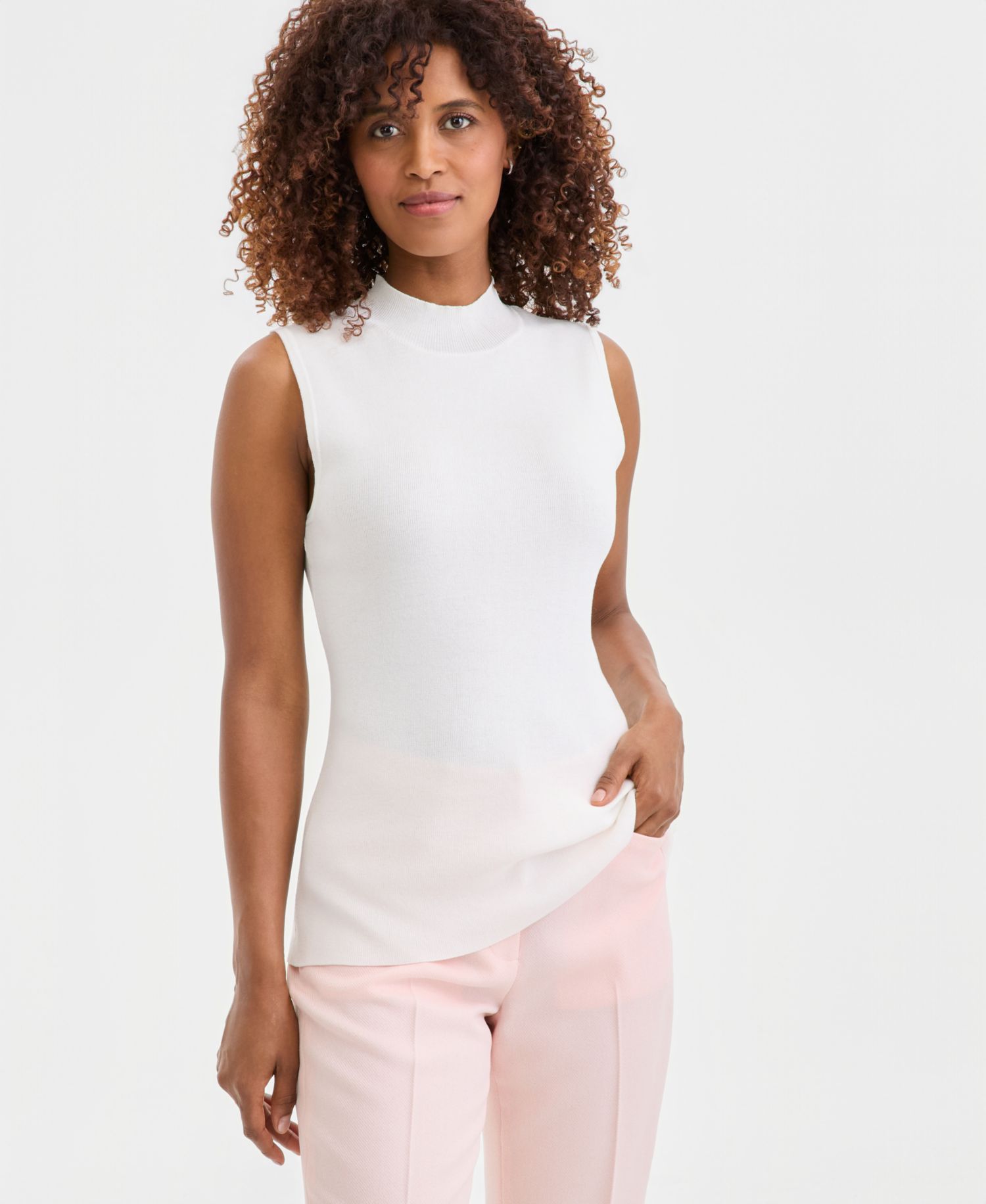 ASL Petite Sleeveless Mock Neck Sweater