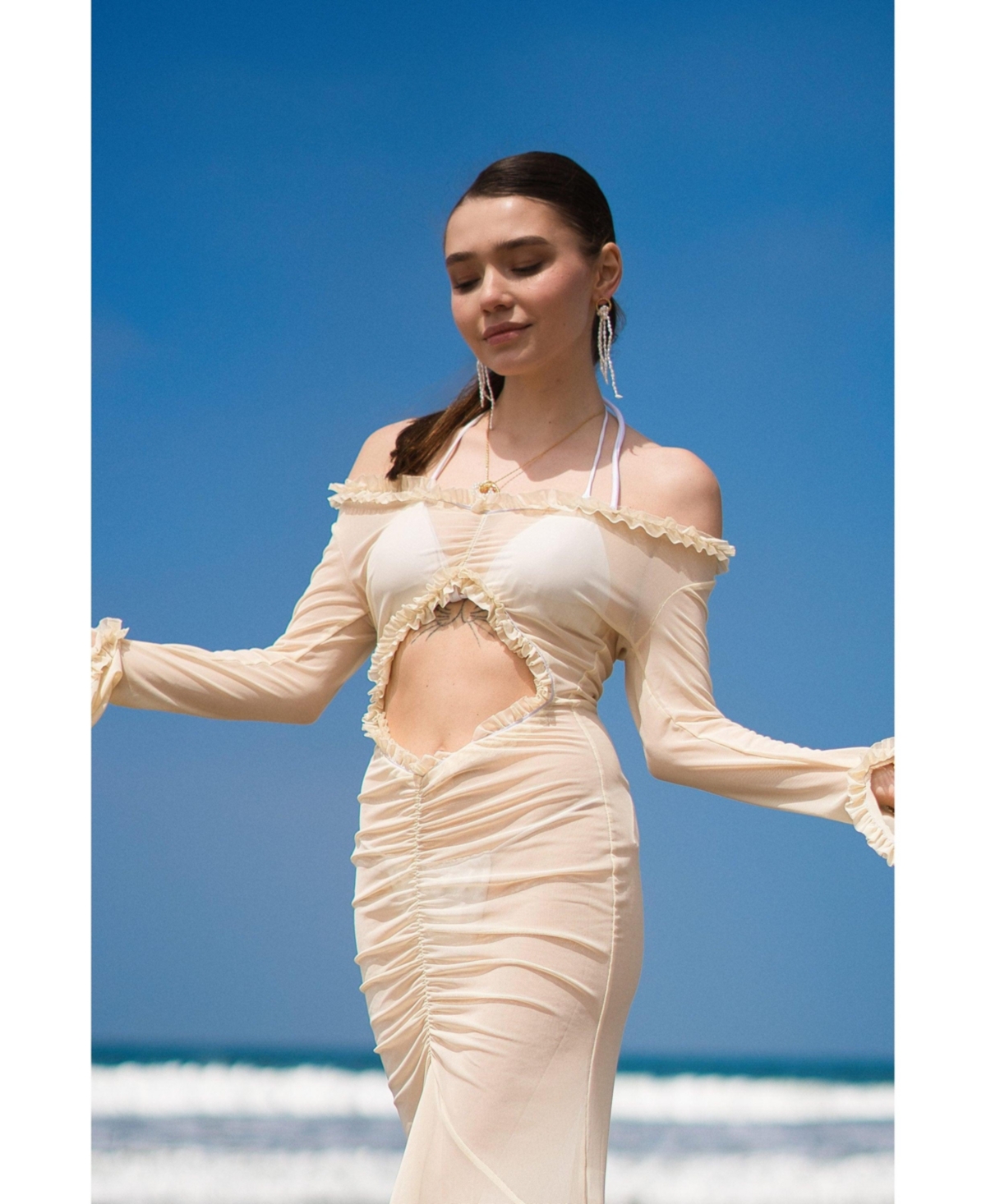 Classicharms Nina Gold Hoop Bead Pearl Tassel Earrings