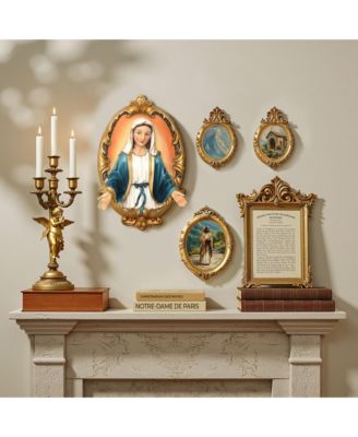 Blessed Virgin Mary Wall Plaque, Oval Religious Decor for Home & Prayer Space