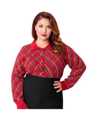 Plus Size Collared Knit Cardigan