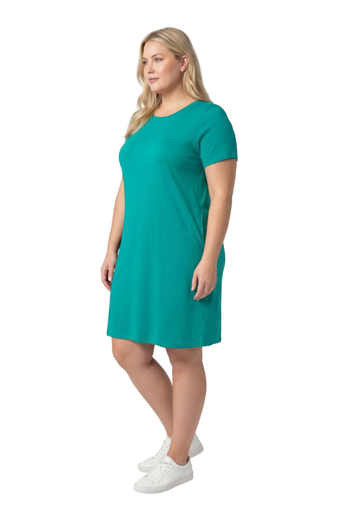 Woman Within Women's Plus Perfect Short-Sleeve Crewneck Tee Dress