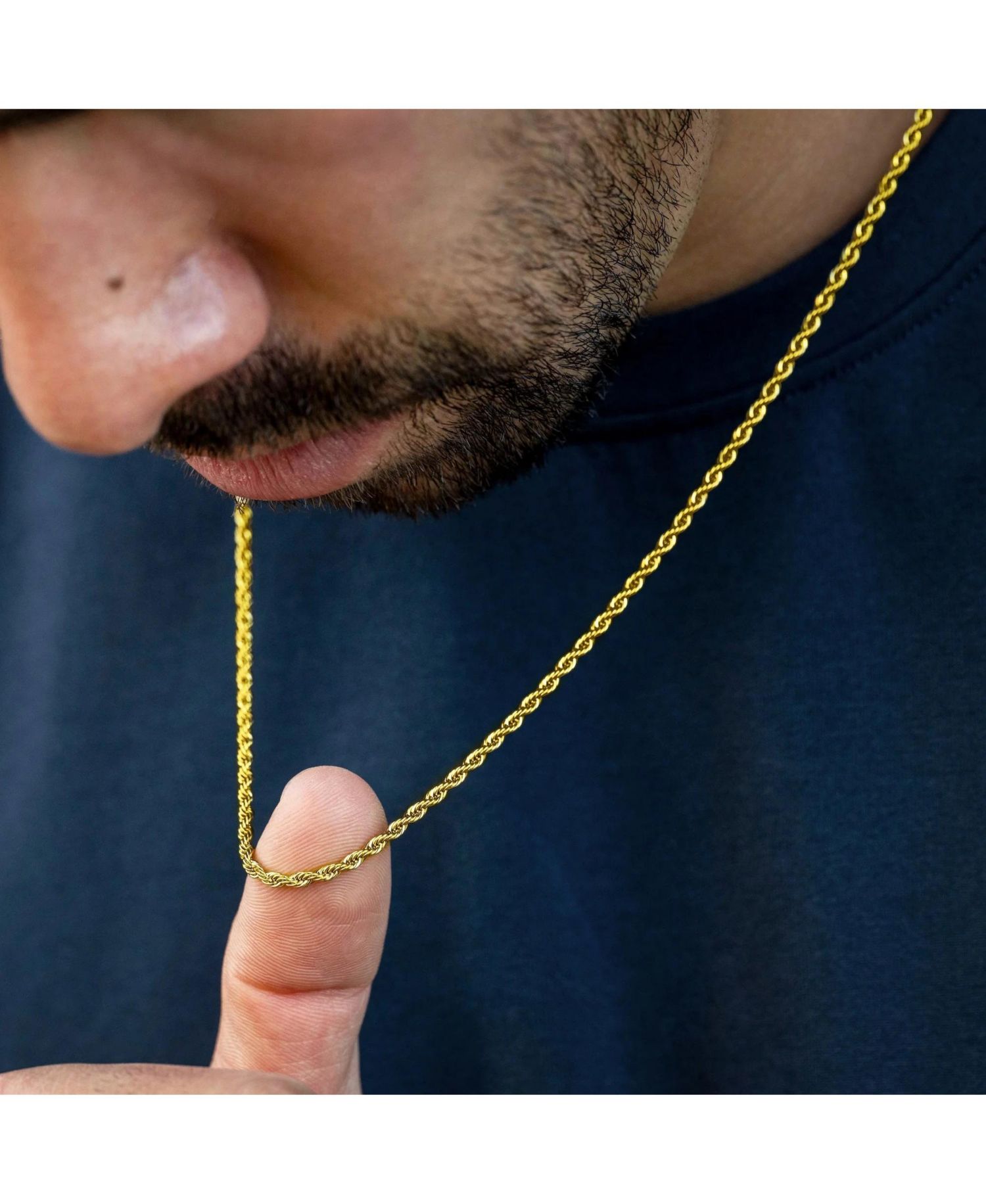 Men's Rope Necklace - 3mm Gold Chain