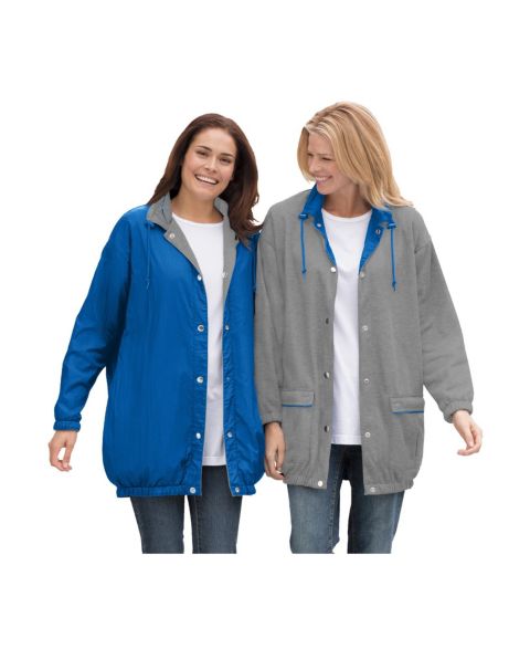 Женские куртки Woman Within Plus Size Fleece Nylon Reversible Jacket