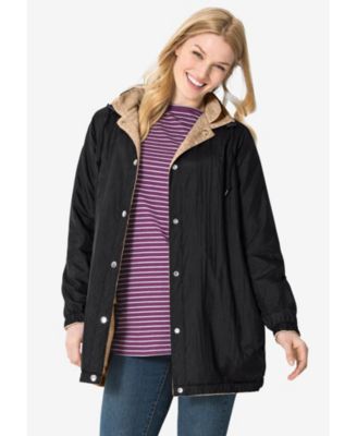 Plus Size Fleece Nylon Reversible Jacket