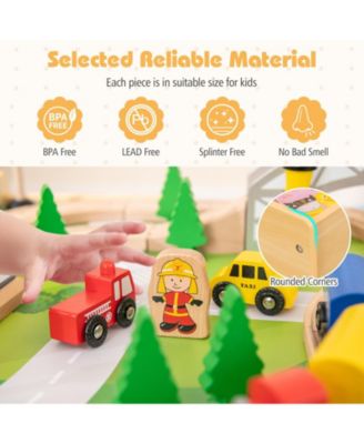 78-Piece Wooden Railway Train Playset for Kids Ages 3 and Up